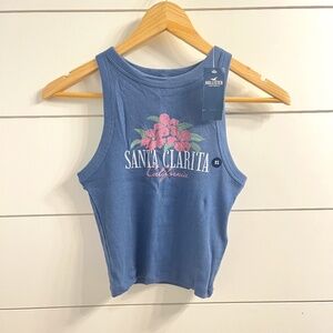 Hollister Blue Santa Clarita Flower Tank Top Size: XS